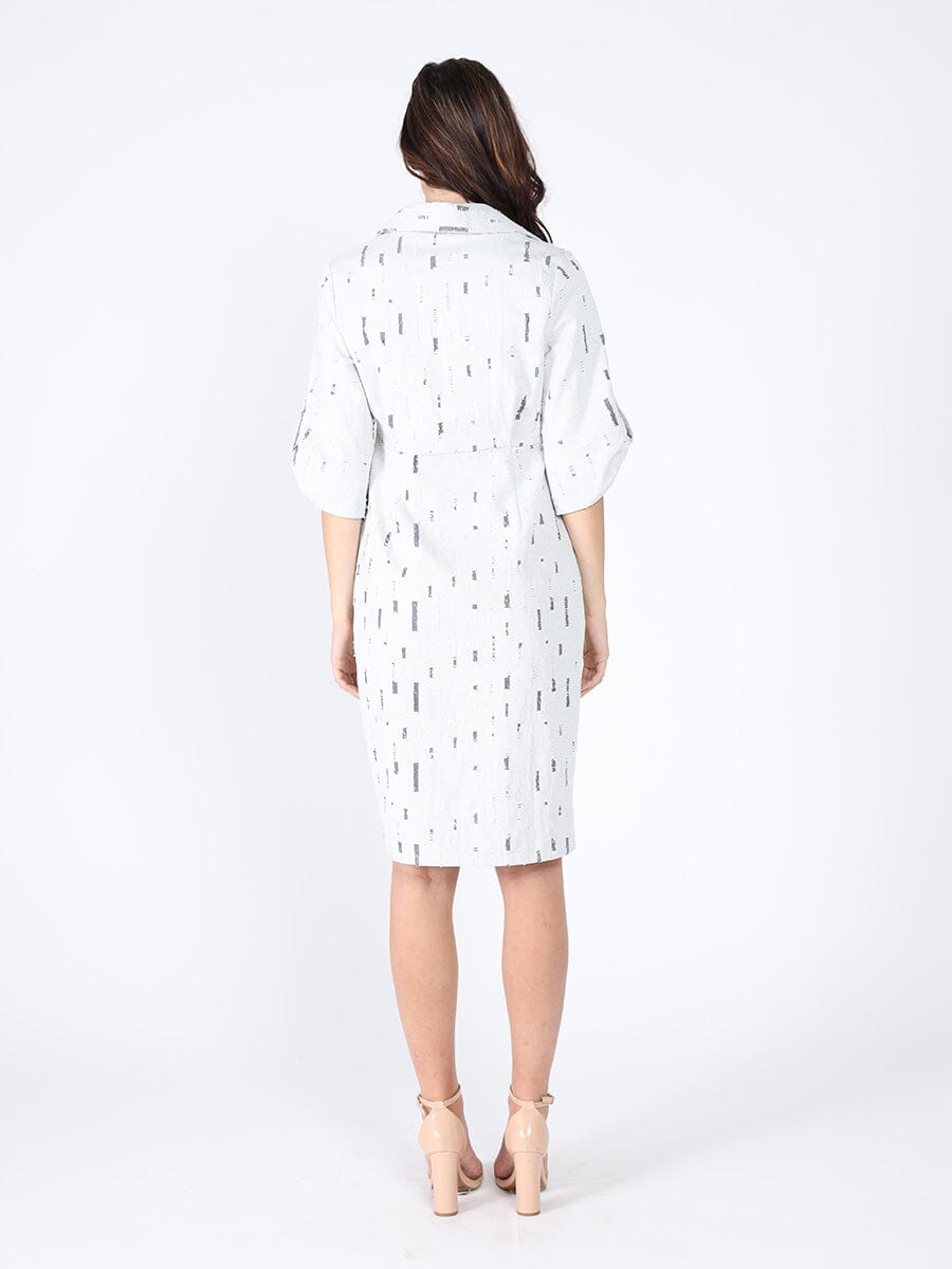 Wrap denim V-collar neck dress DRESS Gracia Fashion 