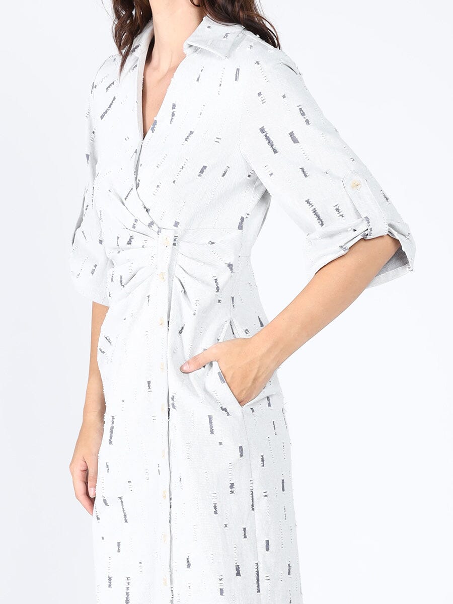 Wrap denim V-collar neck dress DRESS Gracia Fashion 