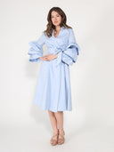 Wrapped design layered sleeve midi dress DRESS Gracia Fashion 