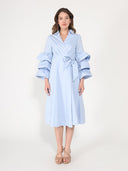 Wrapped design layered sleeve midi dress DRESS Gracia Fashion L/BLUE S 