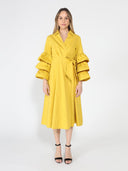 Wrapped design layered sleeve midi dress DRESS Gracia Fashion MUSTARD S 