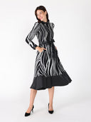 Zebra Stripe Print Colorblock A-Line Dress DRESS Gracia Fashion 