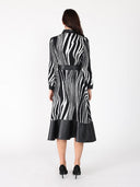 Zebra Stripe Print Colorblock A-Line Dress DRESS Gracia Fashion 