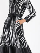 Zebra Stripe Print Colorblock A-Line Dress DRESS Gracia Fashion 