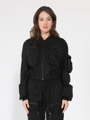 Zip-Up Cargo Bomber Jacket JACKET Gracia Fashion BLACK S 