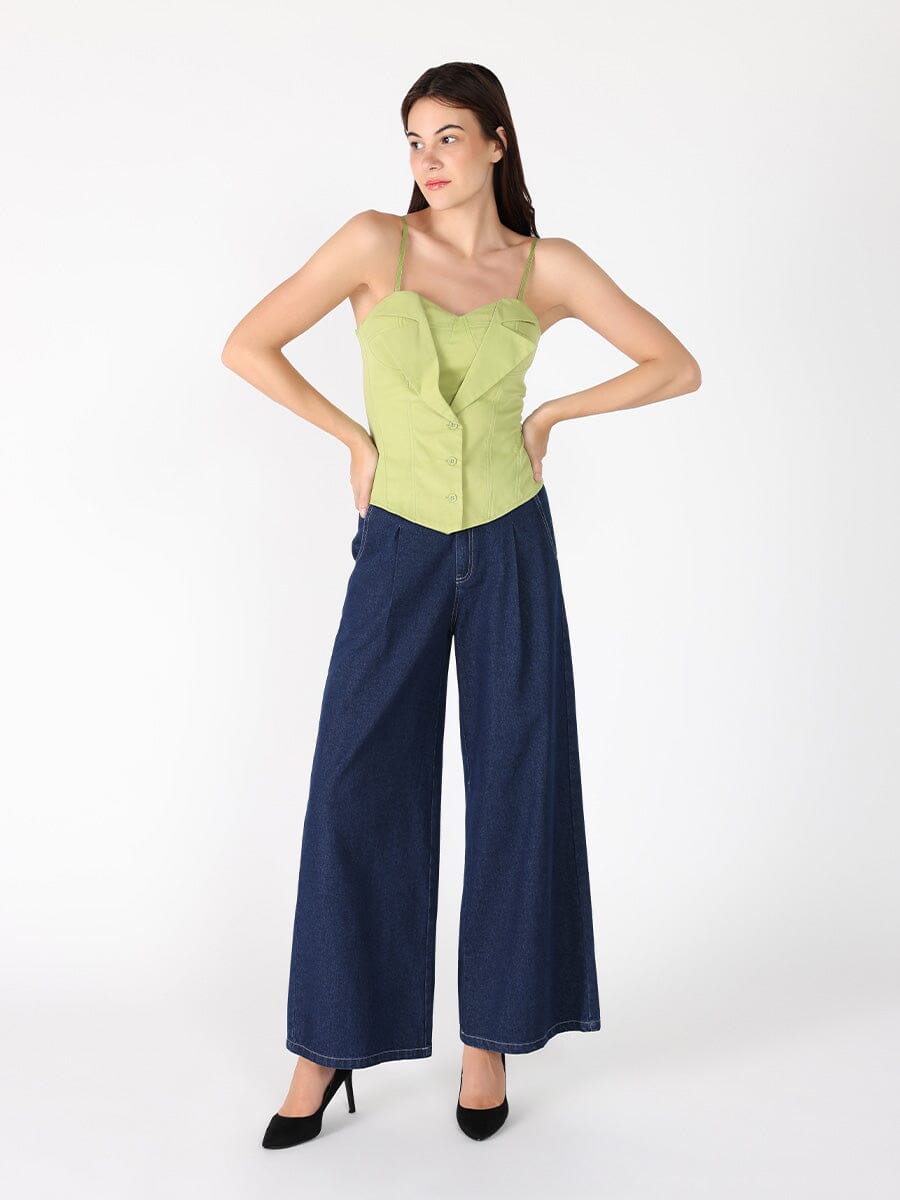 Zip up corset top with straps TOP Gracia Fashion GREEN S 