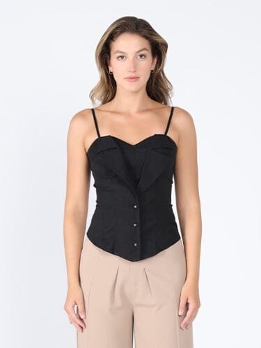Zip up corset top with straps TOP Gracia Fashion BLACK S 