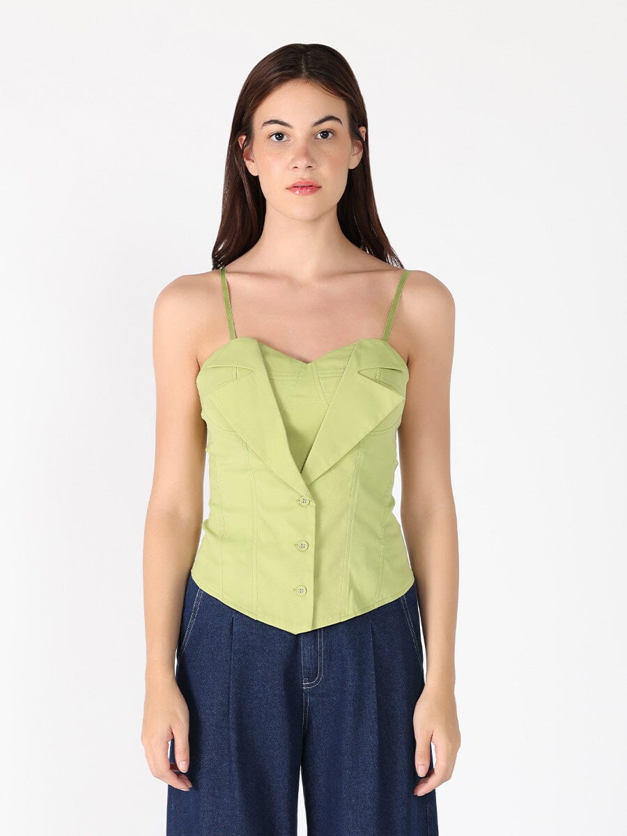 Zip up corset top with straps TOP Gracia Fashion GREEN S 