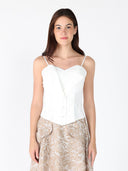 Zip up corset top with straps TOP Gracia Fashion WHITE S 
