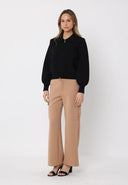 Zip up long sleeve collared jacket with pockets JACKET Gracia Fashion 