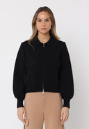 Zip up long sleeve collared jacket with pockets JACKET Gracia Fashion BLACK ONE 