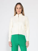 Zip up long sleeve textured jacket SWEATER Gracia Fashion CREME ONE 