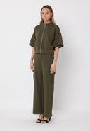 Zip-Up Split Side Puff Sleeve Jacket JACKET Gracia Fashion 