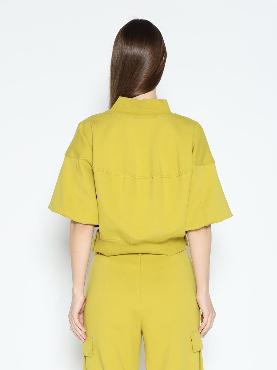 Zip-Up Split Side Puff Sleeve Jacket JACKET Gracia Fashion 