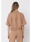 Zip-Up Split Side Puff Sleeve Jacket JACKET Gracia Fashion 