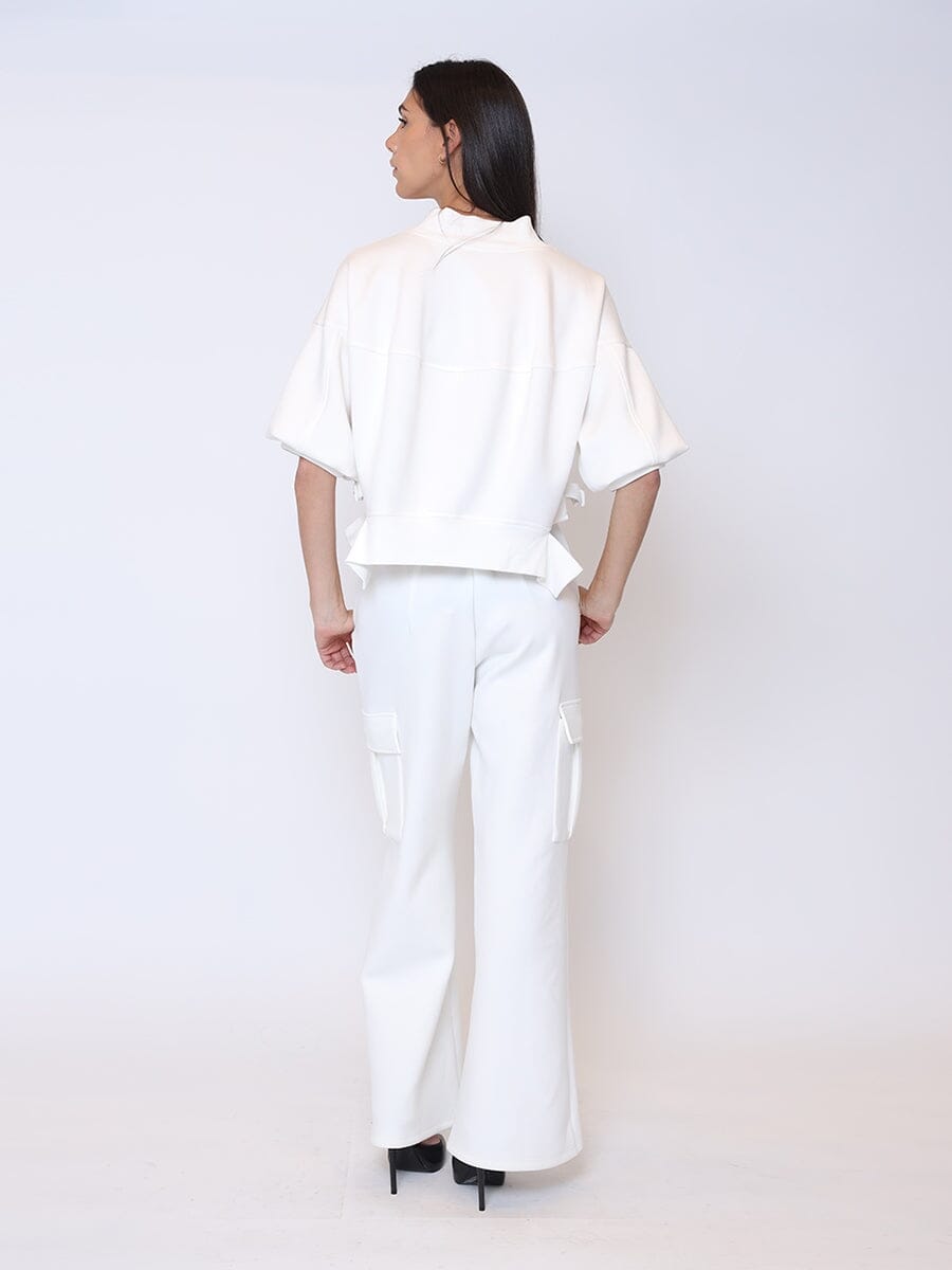 Zip-Up Split Side Puff Sleeve Jacket JACKET Gracia Fashion 