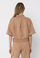 Zip-Up Split Side Puff Sleeve Jacket JACKET Gracia Fashion 