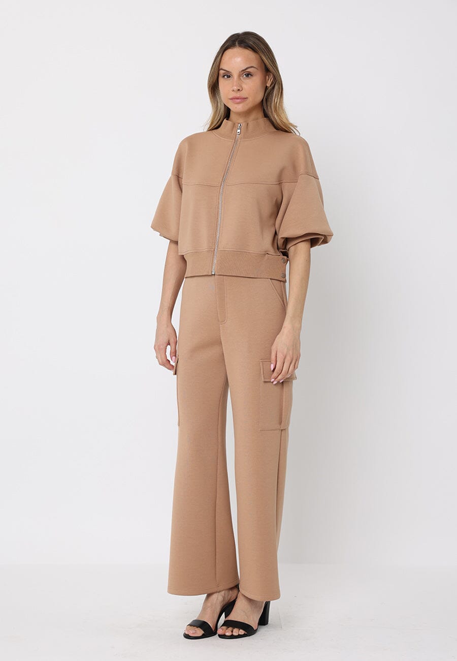 Zip-Up Split Side Puff Sleeve Jacket – Gracia Fashion