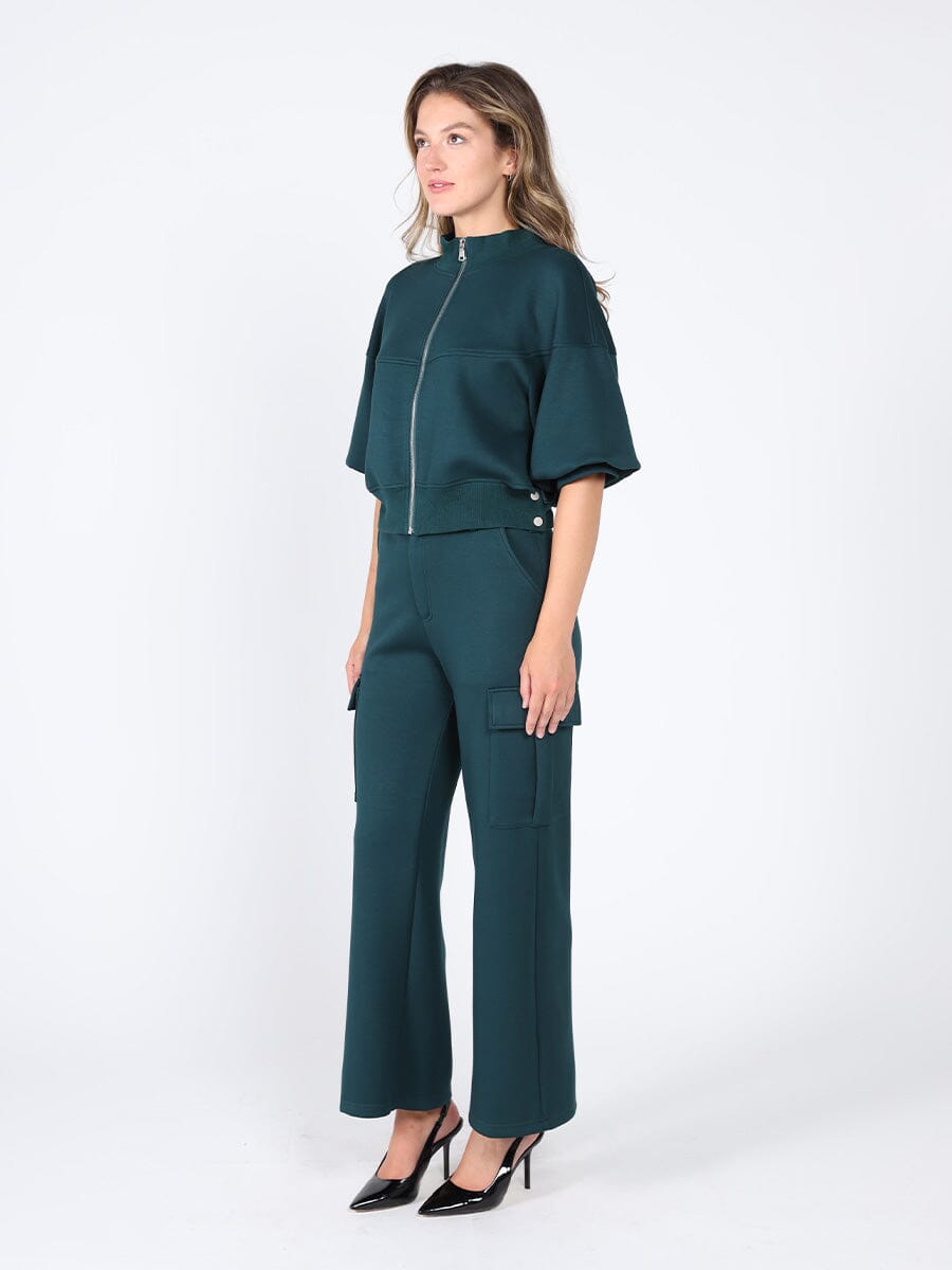 Zip-Up Split Side Puff Sleeve Jacket – Gracia Fashion