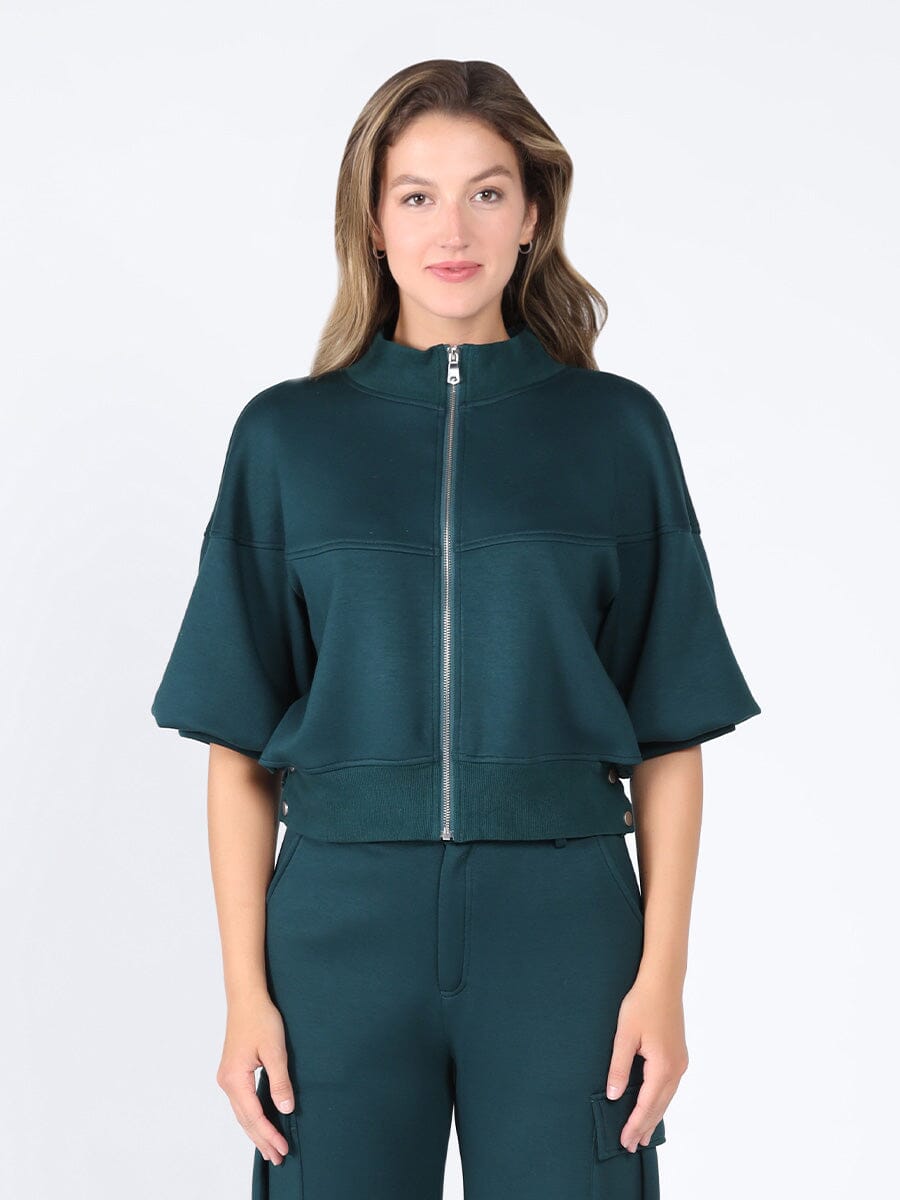 Zip-Up Split Side Puff Sleeve Jacket – Gracia Fashion