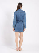 Zippered Denim Shirt Dress DRESS Gracia Fashion 