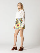 Criss-Cross Flower Pattern Sheer Big Collor Blouse TOP Gracia Fashion 