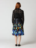 Criss-Cross Flower Pattern Sheer Big Collor Blouse TOP Gracia Fashion 
