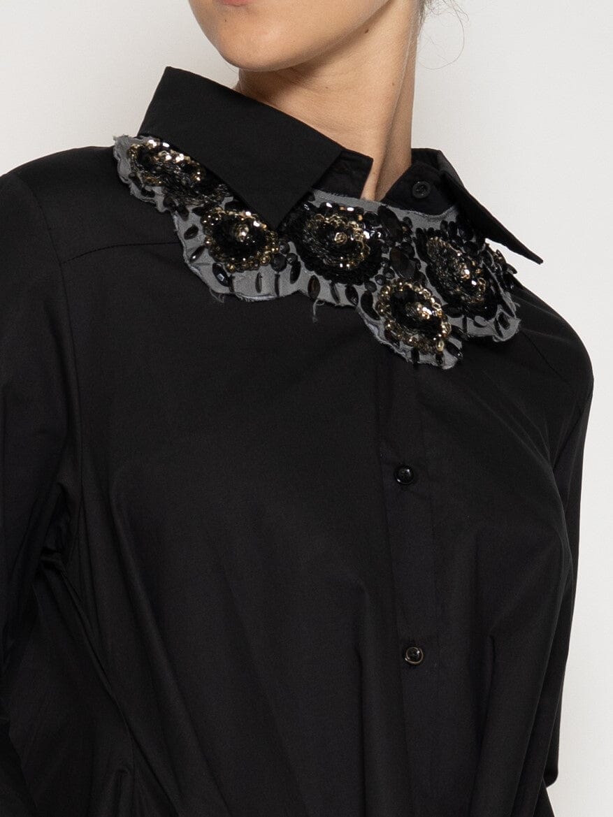 Floral spangle beaded fabric necklace OTHER Gracia Fashion BLACK ONE 