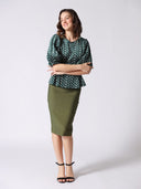 Flower Embroidered Puff Sleeve Peplum Style Blouse TOP Gracia Fashion 