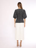 Flower Embroidered Puff Sleeve Peplum Style Blouse TOP Gracia Fashion 
