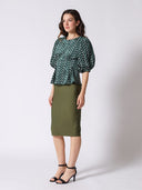 Flower Embroidered Puff Sleeve Peplum Style Blouse TOP Gracia Fashion 