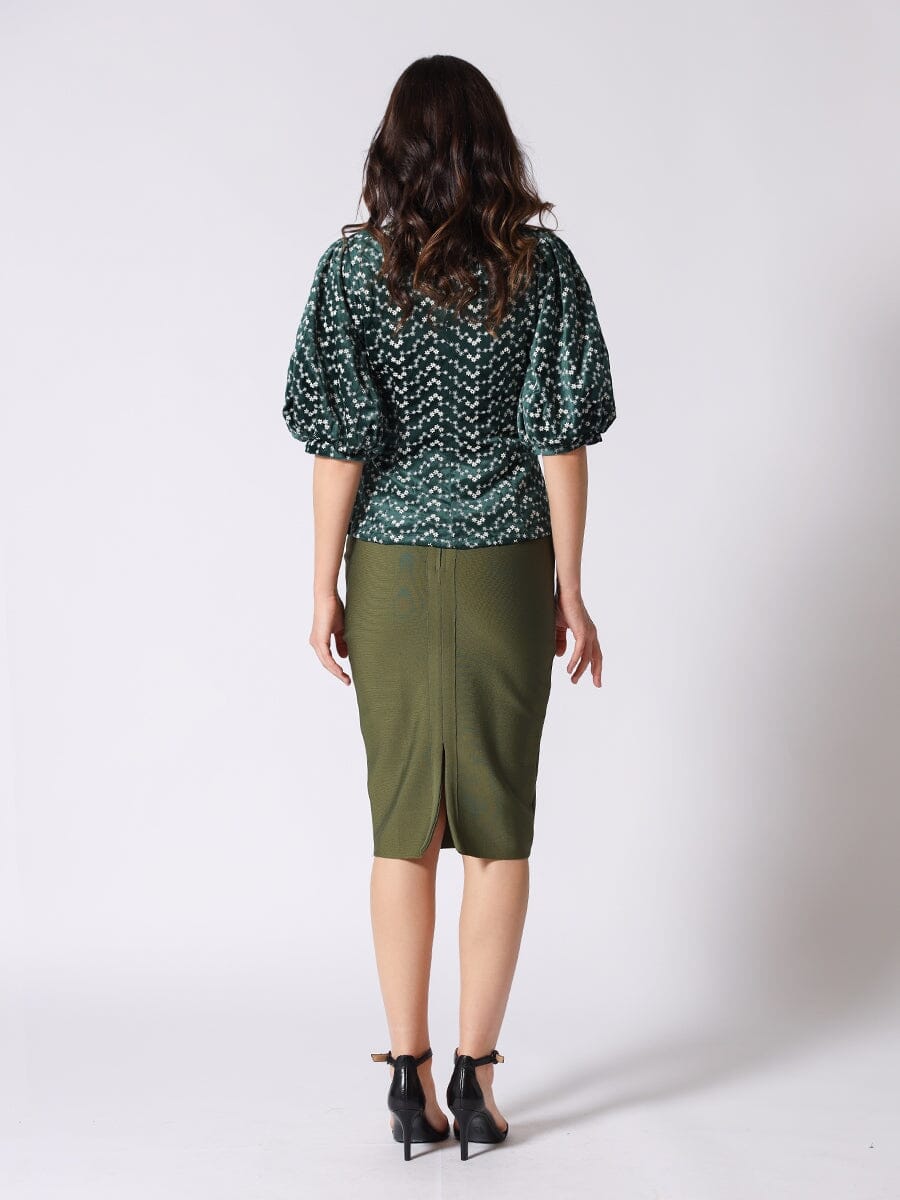 Flower Embroidered Puff Sleeve Peplum Style Blouse TOP Gracia Fashion 