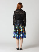 Pleated Flower Print Midi A-Line Skirt SKIRT Gracia Fashion 