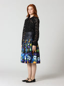 Pleated Flower Print Midi A-Line Skirt SKIRT Gracia Fashion 