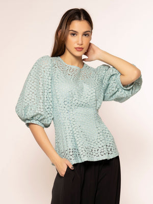 Seabreeze, Floral Embroidered Sleeve Top