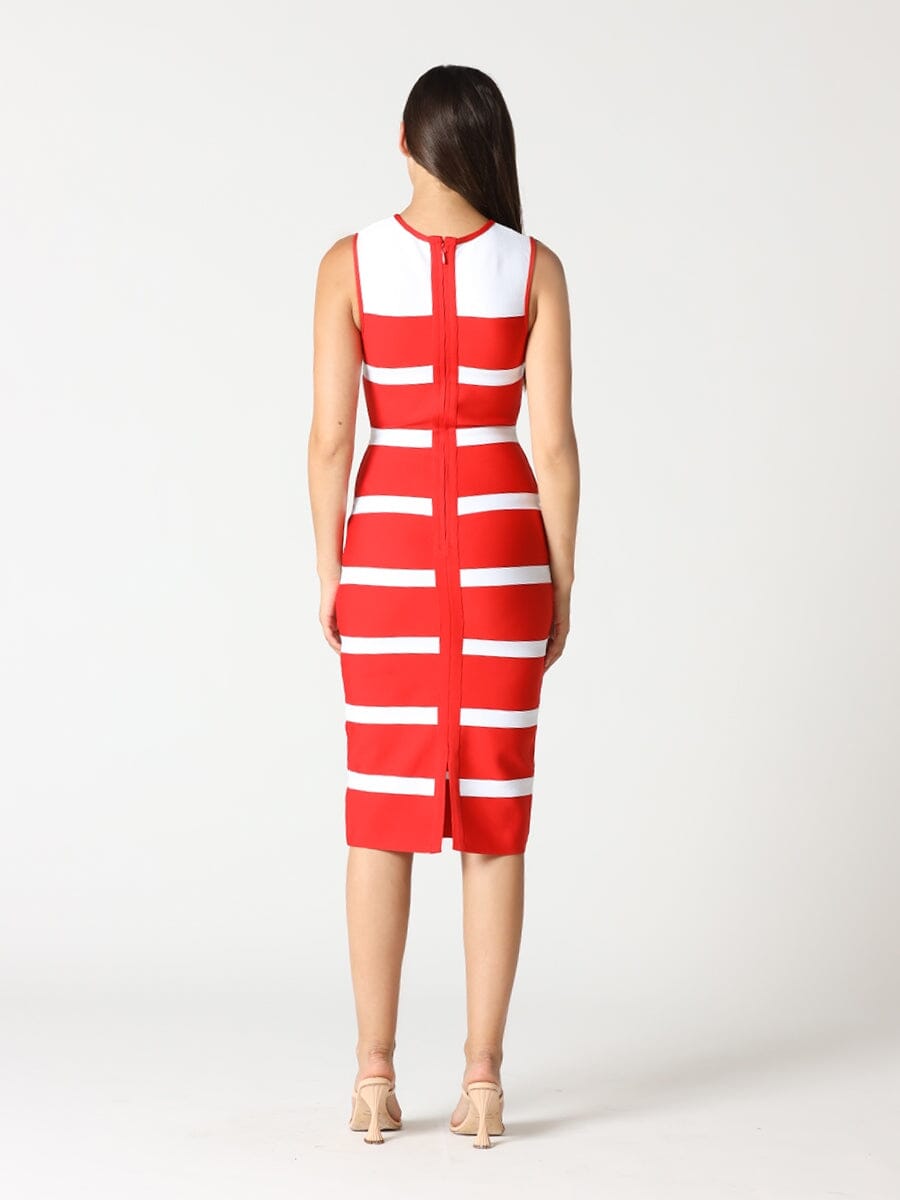 Sleeveless Colorblock Zip-Back Bodycon Dress DRESS Gracia Fashion 