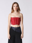 Stripe Bustier with Front Buttons TOP Gracia Fashion RED S 